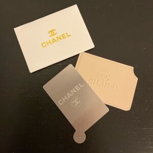 NIB Chanel Cream Metallic Mirror & Card Holder